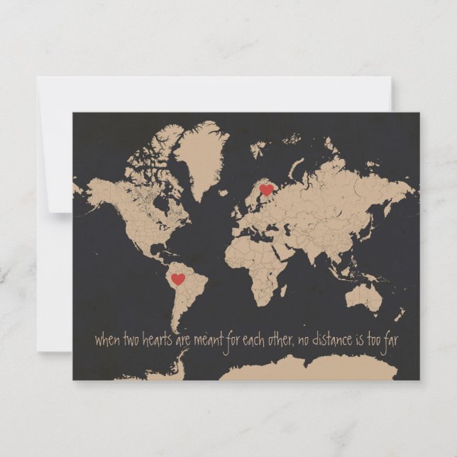 Customisable World Map Save the Date (Front)