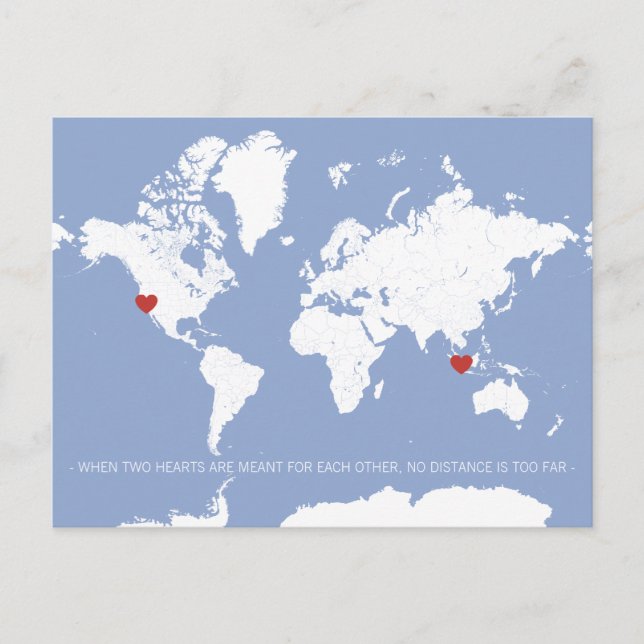 Customisable World Map Save the Date Announcement Postcard (Front)