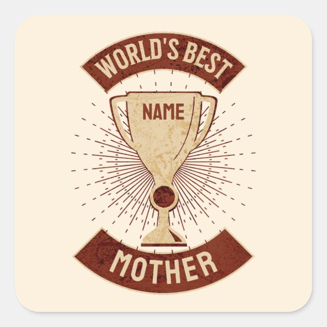 Customisable World's Best Uncle and Name Change Square Sticker (Front)