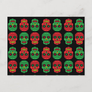Customisable Xmas Santa Sugar Skulls Holiday Postcard