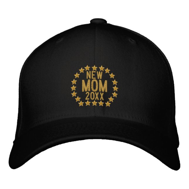 Customisable YEAR for New Mum Stars Embroidery Embroidered Hat (Front)