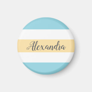 Customisable Yellow And Blue Stripes Magnet