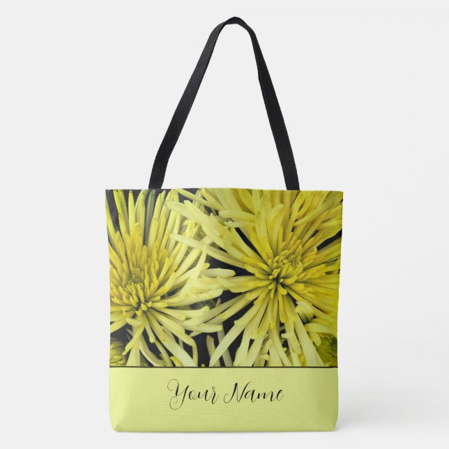 Customisable Yellow Chrysanthemum Floral Tote Bag (Front)