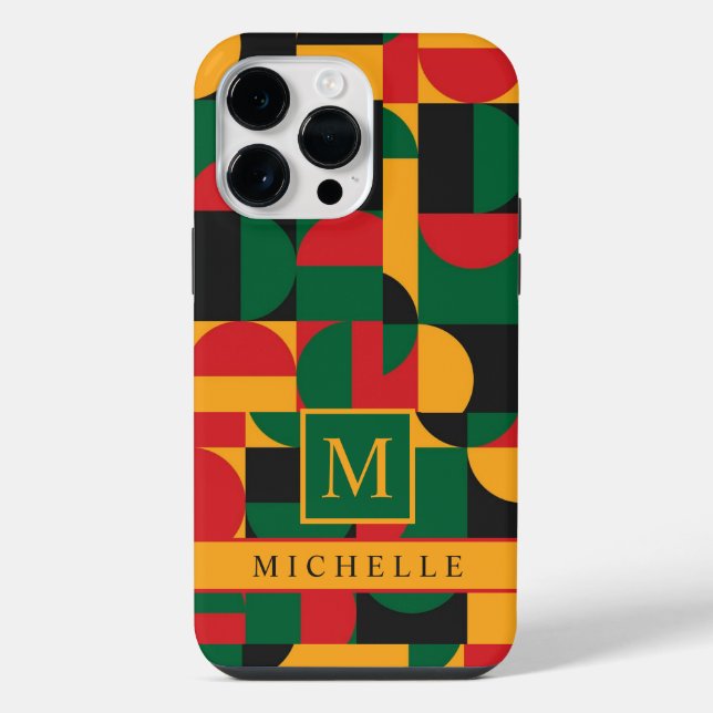 Customisable Yellow Green Red Black Geometric  iPhone Case (Back)