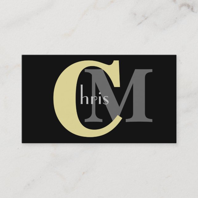Customisable Yellow Monogram Business Cards (Front)