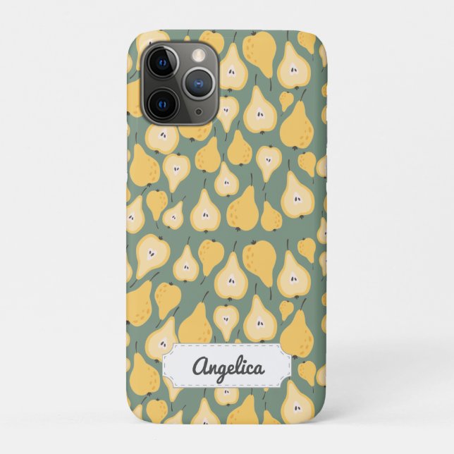 Customisable Yellow Pear Seamless Pattern Case-Mate iPhone Case (Back)