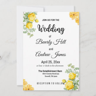 Customisable Yellow Spring Wedding Invitations