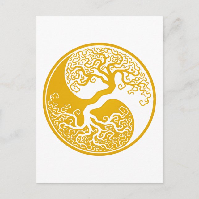 Customisable Yellow Tree of Life Yin Yang Postcard (Front)
