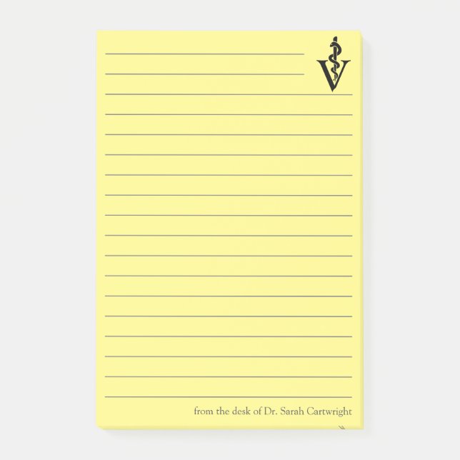 Customisable Yellow Veterinarian Office Veterinary Post-it Notes (Front)