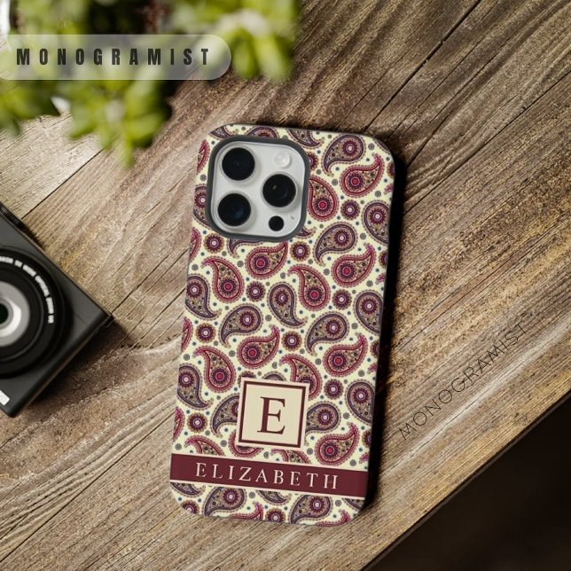 Customisable Yellow White Purple Red Paisley iPhone Case (Customizable Yellow White Purple Red Paisley iPhone Case)
