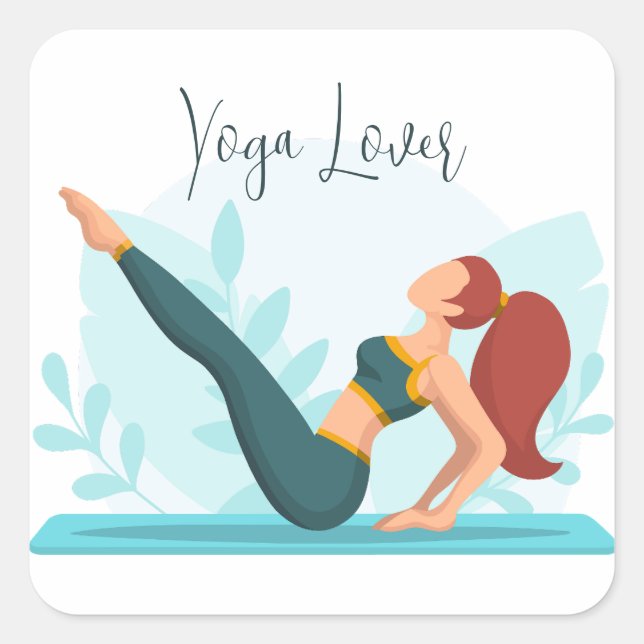 Customisable Yoga Lover Design with Navasana Pose Square Sticker (Front)