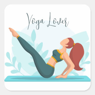 Customisable Yoga Lover Design with Navasana Pose Square Sticker