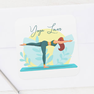 Customisable Yoga Lover Design with Warrior Pose Square Sticker