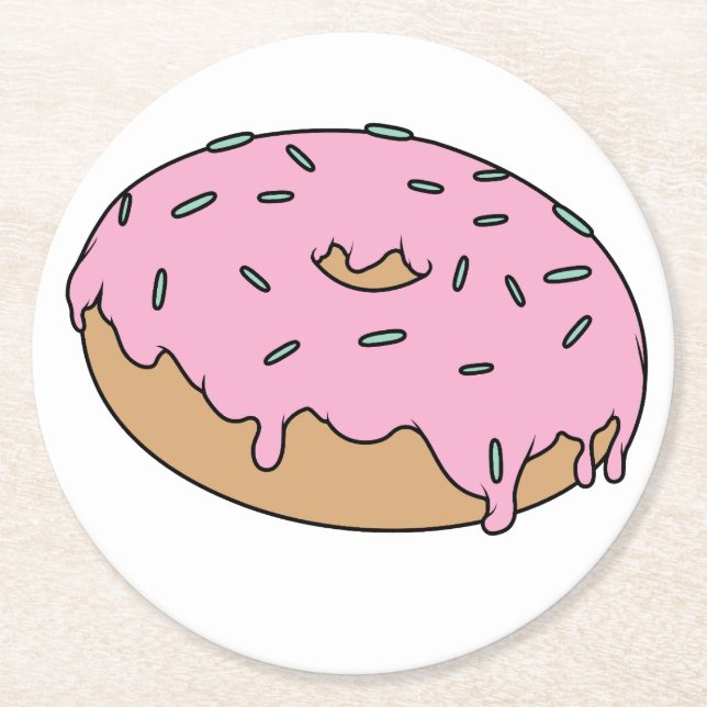 Customisable Your Favourite Doughnut With Sprinkle Round Paper Coaster (Front)