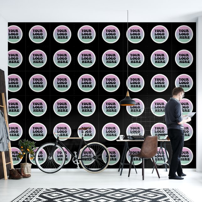 Customisable Your Logo Here Peel and Stick Wallpaper (Living Room)