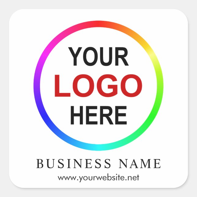 Customisable "your logo here" promotional square sticker (Front)