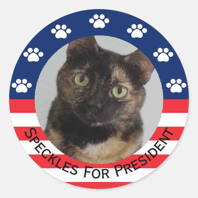Customisable Your Pet For President Classic Round Sticker (Front)