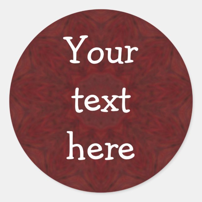 Customisable "Your Text Here" Red Round Sticker (Front)