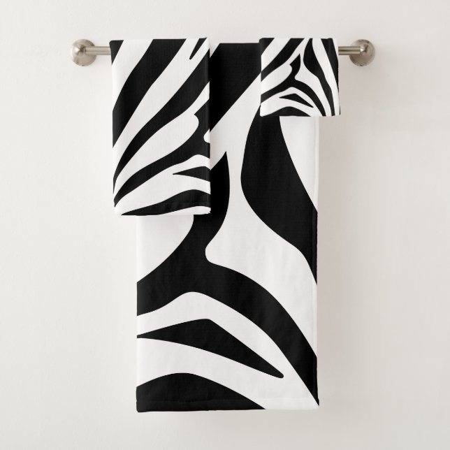 Customisable zebra print bath towel set (Insitu)