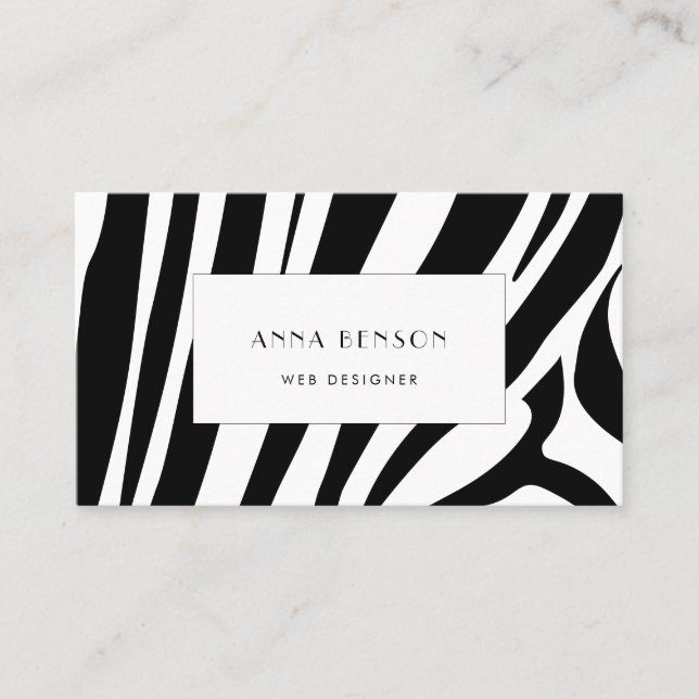 Customisable zebra print business card (Front)
