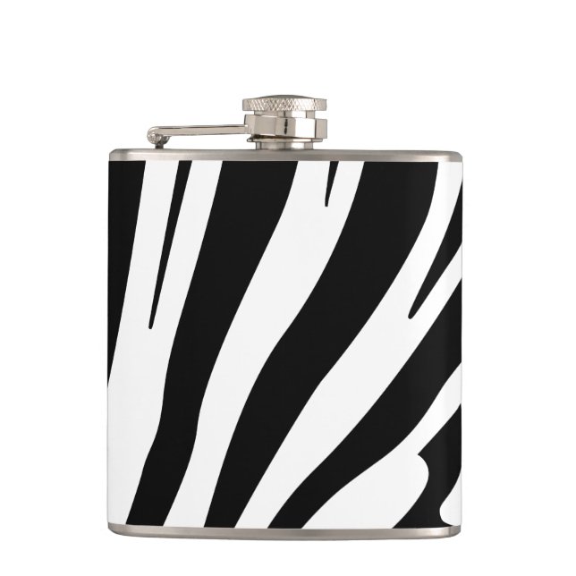 Customisable zebra print hip flask (Front)