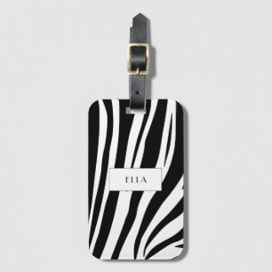 Customisable zebra print luggage tag
