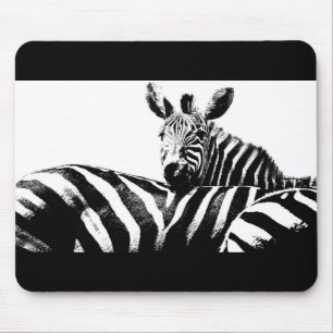 Customisable Zebras Black White Pop Art Template Mouse Mat