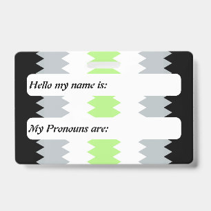 Customisable ZigZag Boho Agender Pride Flag ID Badge