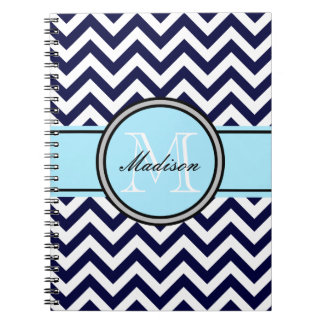 Customisable Zigzag Monogram Notebook in Navy