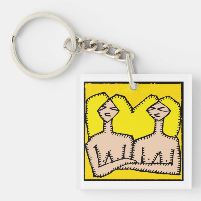 Customisable Zodiac Signs Gemini 2 sided Keychain (Front)