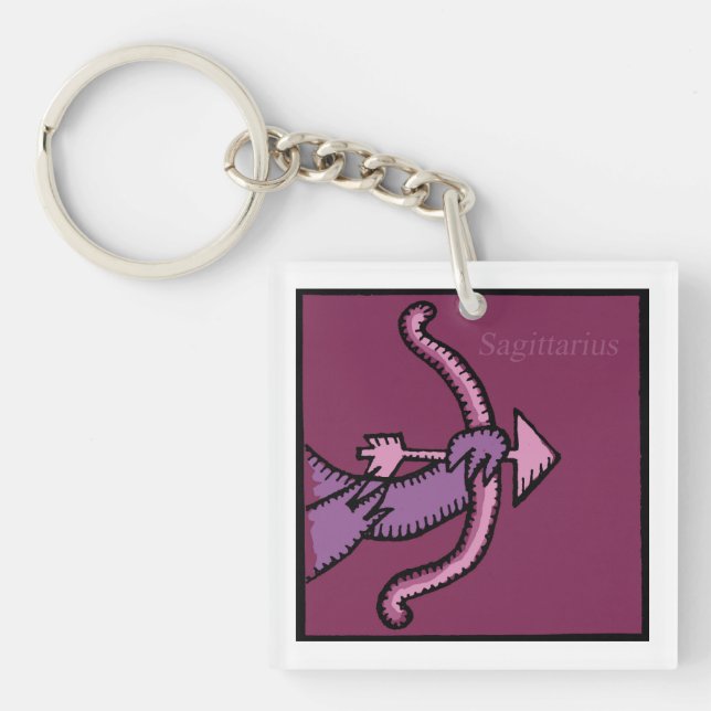 Customisable Zodiac Signs Sagittarius 2 sided K Key Ring (Front)