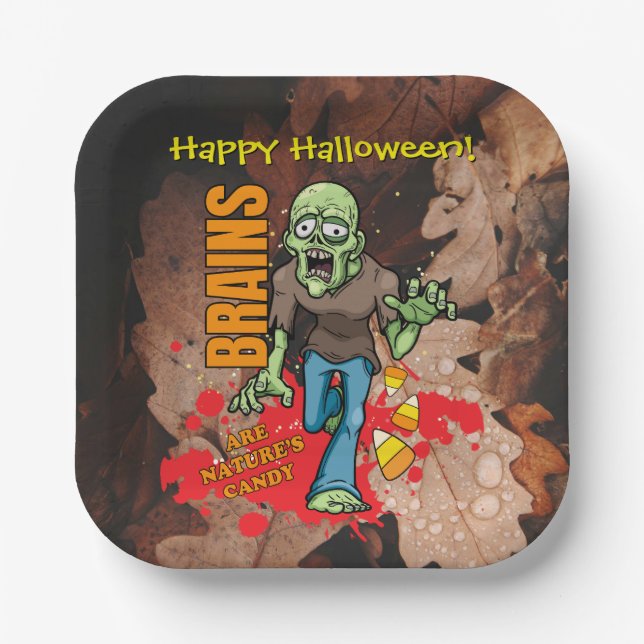 Customisable Zombie Halloween Paper Plates (Front)