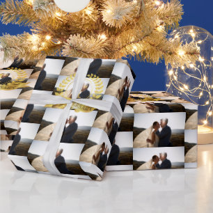 Customise 1st Anniversary Wedding Photo With Gold  Wrapping Paper