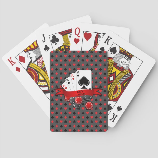 Customise 4 Aces Red Black Card Suits on Grey  (Back)