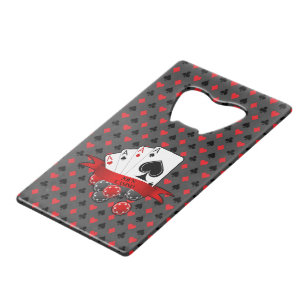 Customise 4 Aces Red Black Card Suits on Grey Beer