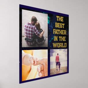 Customise 4 Photo The Best Father In The World Foil Prints