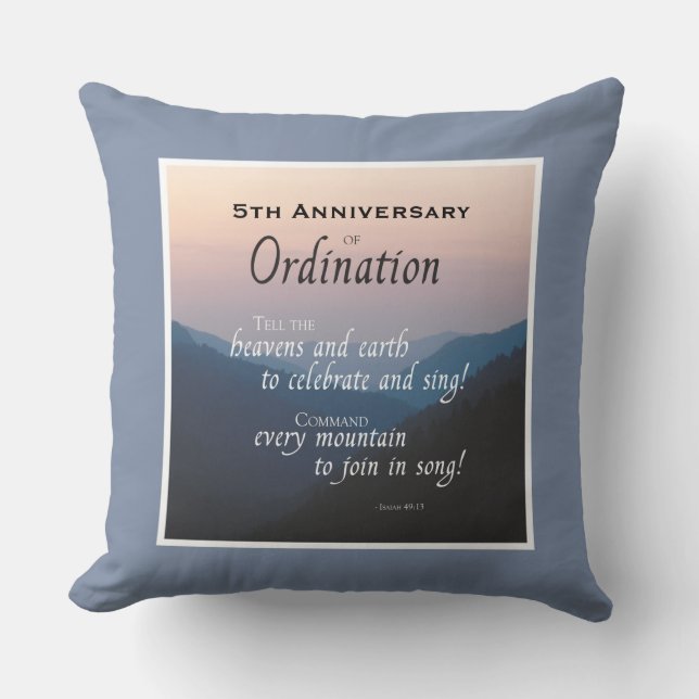 Customise, 5th Anniversary Ordination Cushion (Front)
