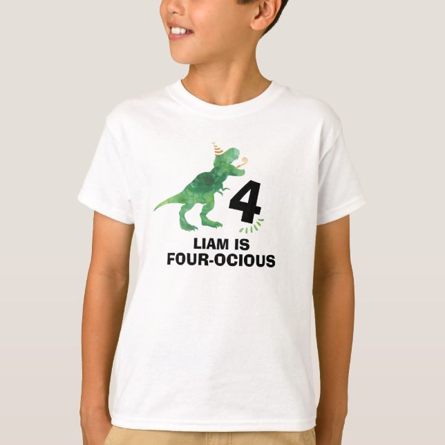 Customise-able Dinosaur Birthday T-Shirt Any Age (Front)