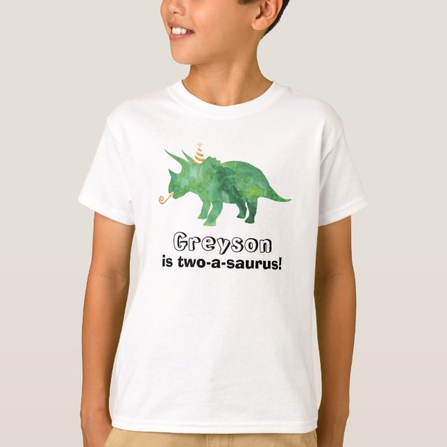 Customise-able Dinosaur Birthday T-Shirt Any Age (Front)