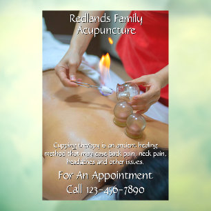 Customise Acupuncture Cupping Therapy Business 2 Window Cling