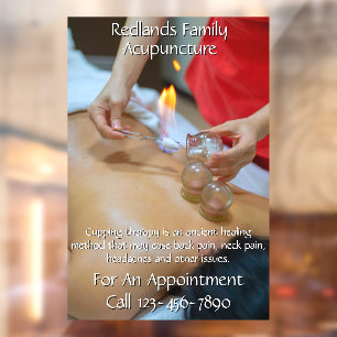 Customise Acupuncture Cupping Therapy Business 2 Window Cling