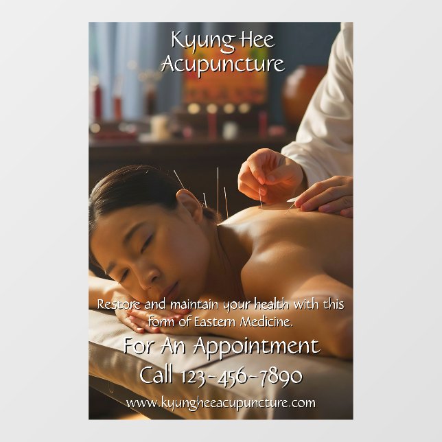 Customise Acupuncture Therapy Clinic Window Cling (Sheet)
