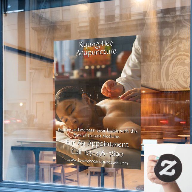 Customise Acupuncture Therapy Clinic Window Cling (Cafe Window)