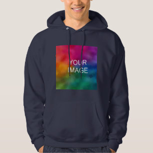 Customise Add Image Logo Navy Blue Template Hoodie