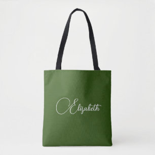Customise Add Your Own Name Typography Deep Forest Tote Bag