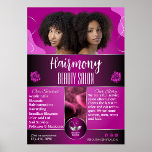 Customise African American Beauty Salon Front  Poster