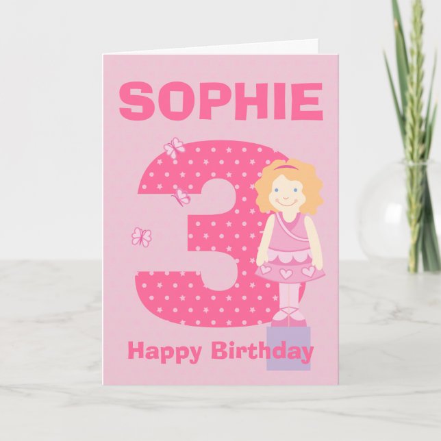 Customise age and name girl's birthday card (Front)