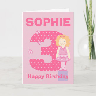 Customise age and name girl's birthday card