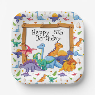 Customise Age Dinosaur Birthday Paper Plate