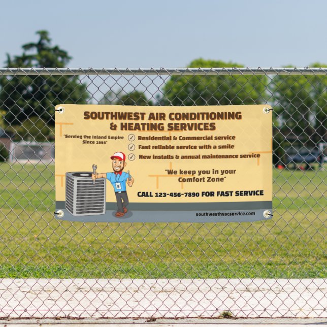 Customise Air Conditioning Heating HVAC Shop Banner (Insitu)